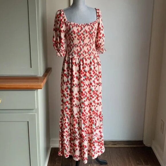 Betsey Johnson Red and White Floral Maxi Dress - Picture 1 of 13